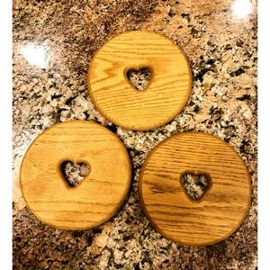 Vintage Longaberger Round wood lids with heart cut out (3 of them) 8” each